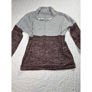 Egs Grey Maroon Color Block Quarter Zip Pullover Sweatshirt size small